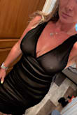 I had mixed feelings on this one; it's very pretty, but might be more appropriate for a night out than a formal wedding like I had bought it for. It's not see through, but it definitely looks it. It's also oddly loose in the top. I can't return it, so I'll have to have it taken in. I don't have small breasts (36ddd), and it gapes at the sides because the straps are too long. A smaller size wouldn't fit anywhere else, though. Overall, I liked it, I'll save it for an upcoming cruise. - Elise B.