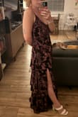 Loved the snatched fit and vibe of this dress. The deep purple color was a really pretty option for the fall wedding I'm in, even though it was beaten by another Lulus purchase in a different style and color. The burnout velvet pattern is super dainty and elegant and would definitely be a vibe for a wedding, gala, or just a nice a** date night. Would have definitely needed a hem for my tiny legs, but im dying for an excuse to buy it again for keeps. - Regan S.