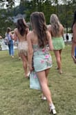 Love the color and the floral detail&got so many compliments! Spent a lot of time tugging at the hemline to make sure it wasn't riding up, but there's not much forgiveness. I wore jazz shorts underneath just in case. I wish it were a couple of inches longer bc it's the perfect color for a spring wedding I'll be attending. It's too short for that. - Kimberly L.