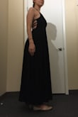I got this dress and a few others trying to find a good one for a military ball. I got the Royal Blue in Medium and the Black in small. The sizing of this dress was way off, the small was longer than the medium although the small was slightly more snug around my waist. Both sizes were too short in general, showing my full ankle with flats on. The stitching and back laceup was beautiful though. - Kathryn L.