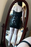 Was pleasantly surprised with this dress. Outside is itchy, but it has a great soft lining, and the whole dress has a little stretch in the fabric. Cons: it does shed sequins, and it is very very short. I'm 5'7, 200lbs, and the dress stops right below my booty Cheeks. It's easy to sit in because it stretches, but a portion of my bare booty is on that chair if I sit. - Marci J.