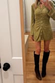 This dress is so beautiful and stylish. I wore it to my niece's rehearsal dinner. It was completely perfect. Love love love the green. It kind of has a muted lime citrus-y vibe. So cute. - Jennifer Q.