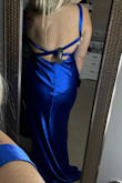 I ordered this for an event, along with another dress since I tend to fall between sizes. I ended up keeping this one even though it's not quite the vibe for the event. Satin doesn't always play nice, but this dress hits in all the right places and feels so comfortable on. The color is so vibrant in person it's unbelievable. There was no way I wasn't keeping this one, and I look forward to wearing it out. - Heather G.