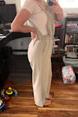 Originally ordered a S and returned it for an XS and could probably wear an XXS. Love where the length falls for a 5'1 girlie. Runs large so order down! Comfy and cute! - Chevas K.