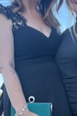 This dress is absolutely gorgeous. It is classy and has beautiful details that make it more special than a plain black dress. The eyelash lace cap sleeve, sweetheart neckline, and open back are so flattering. The bodice has some structure, so a bra isn't necessary. It was long for me, so I had the length taken up a bit. Highly recommend! - Jana D.