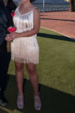 I bought this dress for my vow renewal in Vegas. It was so flattering, and I received many compliments. I really enjoyed wearing it and need an excuse to wear it again lol.
The only downside is that if you catch the fringe, it gets stretched, but it's not really obvious, just something to be mindful of. - Angelina B.