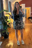 I ordered this dress about a year ago when I was 20 pounds heavier. Would definitely purchase a large now, but was still able to wear it and dress it down. First wore to a ladies tea party and second wear was a friends birthday party. Several of my guy friends told me how pretty the dress was- which is major for dudes :). The sequins can scratch your skin in some areas, but not unbearable. Both weights pictured! - Sandi K.