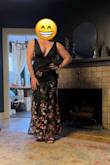 I really wanted to love this dress, and it is beautiful in person. My problem is that the outer skirt is a different material and less stretchy than the liner. Being bigger hipped, when I walked, the outer liner would ride up awkwardly over the inner skirt and bunch up. If I sized up, the top would be too big. Ended up returning. - Leslie S.