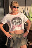 LOVE this T-shirt! Light cotton, and cropped. Pair it with my Lulus denim skort! - Gina H.