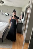 I love this dress. It's fully lined crepe fabric that is great quality for the price! It runs a little small but has a good stretch to it. The only problem is that the zipper is very hard to maneuver because it's small and the waistband is thicker. Customer service was wonderful! I called them to explain the zipper problem and exchanged it for another, but when that arrived with the same problem, they let me keep the dress but gave me a full refund! I am hoping to get a new, larger zipper put in it, and then it will be perfect! - FARICA M.