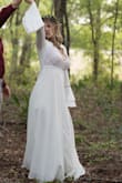 This dress was absolutely perfect for my engagement shoot. The material is thick so you can't see through it!! The length would be perfect with short heels for my height (5'7"). Plus this dress is comfortable!! - Sara B.