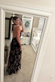 I bought this for my cousin's November wedding! I love how unique the pattern is. Great material quality. The neck tie could use a few more inches for a more comfortable tie, but is still beautiful! Back is a little low, but definitely perfect for a wedding. Just keep in mind that it wouldn't be acceptable for more conservative events! - Cassy S.