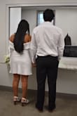 This dress was exactly what I wanted for my courthouse wedding. The measurements on the dress are correct. Since I have a bigger bust, I decided to size up. Surprisingly, the top was a little loose, but I didn't mind it since my hair was down. The fabric is not see through, really soft and easy to get the wrinkles out (I steamed it). The length was nice, but I do have to point out that the length on the back of the dress did pull up a little bit, not sure why. Overall, it was what I was looking for! - Maria O.