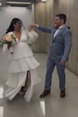 I bought this dress to use on my courthouse ceremony and then to an intimate reception! I got so many compliments and really loved how the dress fit on my body! The dress is very long for a 5'3 person. However, I was looking for something longer for a more "bride look". It runs a little large on the bust area, and the cleavage was a little loose for me as well. My mom fixed last minute with a couple of stitches. I would totally recommend the dress!! It's beautiful, great quality and very flowy! I felt like a sexy princess! - Leticia O.