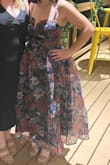 I bought this dress for a mid-October wedding, and I loved it! I ordered it in two sizes (small and medium) because some of the reviews said it ran a bit small. I went with my usual size (small), because it fit perfectly and felt super comfortable. I'm pretty short (5'1), so the dress hit just above my ankles. The bust fit well, but the straps didn't stay put. I had to adjust them a few times, especially after dancing, but I don't think it detracted from the dress. When I wear this dress again, I'll probably use a safety pin or something to keep the straps at the same length. Definitely recommend this dress! I received several compliments and felt so comfortable and pretty in this dress. :) - Meghan R.