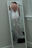 I realllly wanted this to be the one, but I didn't love it on. Great for someone, just not me. Made my side boob look super weird. Fit well otherwise. Looks a little more "nude" underneath than what I was expecting or wanting for a small family wedding, but I do love the gown - Alli H.