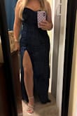 Very pretty dress for a formal wedding. The medium fit quite well except for the length. I am a bit vertically challenged at only 5'3" but even with 2.5" heels, the dress drags, and unfortunately, I don't have time to hem. I do wish I could order it in petite or short length. Otherwise happy with my purchase. - Amy L.