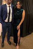 Small was perfect. I am usually in between S and M. This dress is stretchy and super comfortable! It was perfect for a wedding on top of a ski resort.  The weather ended up being really nice that day, but the dress was not overly thick, so I felt hot. However, if you do have a cold wedding to attend, this will do the job with a shawl if needed. This dress hugs you in all the right places. If you're taller than 5'5 and wear heels, this might be a short dress. - Kinjal P.