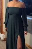 I thought this dress was really elegant and comfortable! I liked that it fit snuggly despite being strapless/off the shoulder. It was long, would have needed it to be hemmed. I ended returning it because it was a little bit heavy and the wedding I was attended was in a humid and rainy location. If I had another wedding or event coming up, I definitely would have worn in! - Katherine S.
