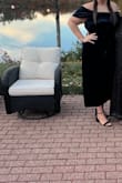 I loved this dress for my cousin's fall wedding!! I got so many compliments on it. Great material, heavier velvet does not feel cheap at all. I'm diff lighting it, almost has a dark blue/black look to it. It fit perfectly, and as a plus size girl, I loved that the sleeves covered my arms perfectly. The slit and style were perfect for my shape and figure. I will say tho the online description based on my measurements said 1x, but the 1x fits more snug than I would've liked for sitting down and dancing!! - Lauren I.