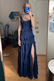 The straps are long and I will need to get them altered, but other than that, obsessed with this dress! Loved all the colors and couldn't decide, so ordered the dark blue and dark green, going to keep the blue. I'm a 30G, so I have a hard time finding dresses that work for me, as I need support, so this one is perfect because I can wear a normal bra with it! Excited to wear this to a November wedding. - Lindsay C.