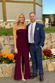 This dress fit wonderfully (tall gals- this one's for you!). Ordered a size S and it fit. I wore this to a formal wedding. The slit was too high in my opinion, so I had it altered down a few inches. I felt super comfortable all night, including while I danced the night away. The purple is really pretty and nice for a fall or winter wedding. I received compliments on the dress and felt gorgeous wearing this. Highly recommend it! - Krista Q.