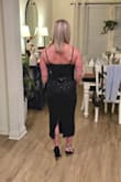 Not only does this dress look great, but it is also so comfortable because of how great the stretch is! The sequin lines are so flattering and even on my 5'2" frame, the length of this dress is so cute. I cannot wait to wear it to my event. - Rosie T.
