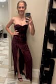 I have purchased about 5 different dresses from Lulus. This one by far was my favorite! It fit perfect! No need for a bra! And the slit in the dress is so sexy!! I got non stop compliments from women and men! I felt so good in it! I am about sz 2, so an XS great! I recommend, if you are between sz 2-4, I would size down to an XS. I think the small will be too big. - Mindy S.