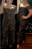 For any curvier ladies, you will need to size up about 2 sizes if you want to fit into this. The hips are cut SO narrow. Also, if you would like more coverage in the chest, you will be happy you sized up. I had to order an XXL and then get it taken in to feel comfortable. It came out beautifully, but if I didn't have a friend with sewing skills, it would not have gone well. The material isn't GREAT quality, but it is lined, which I really liked. 

Overall, I was happy with my look, but it was SO stressful finding which size would work best. I wouldn't recommend it to anyone. - Nicole U.