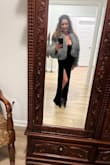 This dress is the perfect color (Navy) and perfect fit for the Fall Gala!!! No alterations needed!!! Comfortable, easy moving velvet with lush reviews!!! - Beverly M.