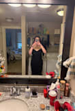 I loved this dress. I bought a large, and it fit my bust well (I've always been a large in the top, medium in the bottom kind of gal), but unfortunately, the hip area of the material bunches up. If it weren't for that, I would've loved to wear this. The material was thick and nice, and it was very flattering minus the bunched area :( I feel bamboozled by some of the models, honestly, because their arms and hands hide that area. If you have a slender or athletic build with smaller hips/butt, go with another option. - Laura M.
