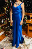 I wore this dress for New Year's Eve, and I loved it. Color blue royal, it is so beautiful, nice fabric and very very comfortable, usually I'm size M Lulus dresses buy after reading the reviews and medium not being available, I decided to get a small and it fits like a glove. I wore high heels. For reference, I'm a rectangle body type, bra 36A, 120 pounds. - Graciela S.