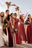 My bridesmaids wore this dress at my wedding and the color and style looked SO GREAT on them all! They all appreciated being able to tie in a different way that they were comfortable. It does wrinkle but we just had a steamer on hand and all the photos in this dress looked gorgeous! I would def. reccomend to any bride looking for a comfortable, affordable bridesmaid dress for different body styles! - Morgan M.