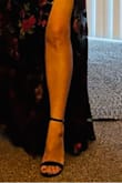 Size 7, my foot is not narrow, but it's not wide, and this shoe is very comfy. 

So sexy and so very comfortable! Love the black, and they're so cute I'd buy them in other colors. A great shoe for the price. 

I've only worn them around the house so far, but no pain, and they do not rub my feet at all anywhere. Potential pain in the ball of my foot. 

Very sexy and cute! Can't wait to wear them out!! - Alexandria W.