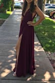 I bought this dress to wear to prom, and it looks gorgeous! It fits nicely in the waist, and the slit gives it a sexy appeal to complement the classiness of the dress. Will have to get it shortened, but that just comes with the territory of being petite. Would highly recommend this dress! - Lindsay S.