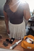 I wore this skirt to an engagement party in the summer, and it was perfect! It's not too long and not too short! - Madalyn P.
