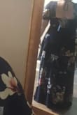 I am beyond happy with this purchase! I'm going to wear this dress in March.  It's a heavy dress, many layers with no stretch (except for the top back), perfect for the chilly time of year.  I will be pairing it with cowboy boots (which I don't have yet) as the wedding will be on a farm, so needless to say, the front slit is a bonus to show off my boots! This dress is not only forgiving for a full-figured person, but it has flowy arms to hide my arm fat, lol. It literally accentuates the breasts for a lil sexiness without being over the top. It is a sweet, yet subtle, sexy dress. The back top part of the dress is a popcorn stretchy material so that makes it so much more comfortable and less bulky looking in the back, which smooths the cleavage, and your breasts do not look squished! Lol. I had a regular bra on, no need for a slip, as the material is thick. I have olive skin, and the colors of this dress look amazing for my skin tone! - Lisa S.