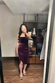Dress fits true to size and stays up. However, it really flattens you up top. Comfy though and received lots of compliments! - Jessie A.