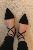 I have worn them out a few times already, including a whole work day where I had an event and was walking around in them all day. They are comfortable, very chic and elegant (I wore them with a black suit actually). I've received many compliments. I am usually a size 9 (39/40 in EU sizes) but ordered them in a size 8.5. They fit perfectly! I am so glad I read the reviews because the sizes of some styles on here can be off. I ordered another pair that supposedly runs large (the Valentino lookalikes) but found that a size 8 was too small for me, so 8.5 seems to be ideal for me. My feet are a little wider but there was enough room for me in the toe box. I was a little worried because I never thought I could comfortably wear pointy shoes like this but it's absolutely fine. I have rather small ankles and I'm fine with the straps (they do have a little elastic part), but I can see how people with bigger ankles might find the straps a bit too tight. I'm sure you could put another hole in there and fix it easily. I will probably order a second pair in the light color now that they have them back in stock again. No rubbing or blisters. Absolutely recommend! Very feminine looking, chic, vegan shoe! - Mirjam W.