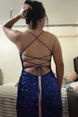 Didn't mean to buy this one, but I decided to keep it because the sparkles are pretty and I like the back!! But it is super long on me since I am 5'1. I plan on getting it tailored. - Pia K.