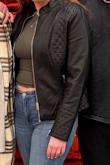 The material is perfect for a fashionable leather jacket. Super cute! The zippers are great quality. I got a lot of compliments! - Maddie H.