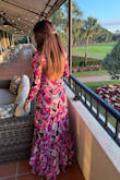 I'm 5'11 and wore this with 2 inch heels, and the length was absolutely perfect. It's so hard to find a true maxi for tall girls, but this one actually hits where it should. I wore it to a wedding and received so many compliments all night. The floral print is stunning in person, and the fabric flows beautifully when you walk. Elegant, flattering, and comfortable!!! - Sheena L.