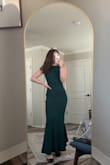 Wore this to a med school formal. The fit was great, and I really loved that the material was stretchy. I didn't have to worry about needing to tailor anything, which was really nice. I'm pretty short, but with heels on (about 4"), the length was perfect. Overall, it was super flattering, and it got lots of compliments! - Mackenzie G.