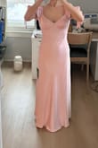 Gorgeous and good quality, but had to return, as it's made for someone who has no curves. It's more of a column style! Loved the sleeves and the back tho. Also, I'm 5'3, and it touched the floor so good length. - Lindsay A.