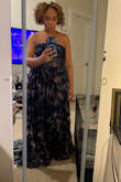 Where do I begin?!?! I absolutely loved this dress. It was the talk of the night at the event I wore it to. I received so many compliments. My only gripes were the length bc I do not wear high heels and the bust was a little bigger even though I went down a size to L. I typically wear XL - Monica M.
