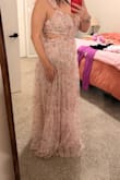 Absolutely love this dress! The fit was great. Materials were comfortable and it was the perfect floor length with heels for me. - Krista Z.