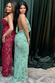 I wore this dress to a destination wedding, and all I have to say is, the compliments were overflowing! This dress is true to size. I am wearing a size small, and I am only 5'1. Everything is always long on me, so it was no surprise this would be too. Without alterations, a pair of tall heels and some fashion tape to keep the girls covered, I ate and danced my night away. The beading was gorgeous too; not one bead fell off the dress. This soft mint colored dress is fully lined and hugs your figure perfectly. The back is wide open but still comfortable, and the front has this deep cowl halter that drapes and folds inward. I'd describe this dress as sexy but super comfortable and quality. I'd give this dress a 10/10! - Fleur C.