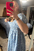 Love this dress, quality is great! I had to downsize due to the chest and sleeves being too big. The medium I exchanged fits perfectly! Great for a Bridal shower and not too short either! - Morgan B.