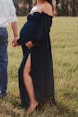 Picked this dress for my maternity shoot and it was perfection. Plenty of room for the belly, love the romantic off-shoulder sleeves, and the pictures turned out beautiful. I'm normally a medium and that's what I got. My pregnancy boobs were a little snug but still fit and looked good. 10/10. And I can take pictures wearing it with my baby after he's born <3 - Ada T.