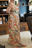 I chose this dress for my September wedding and the fabric is absolutely stunning, even prettier in person. The only downside for me was the bodice; it ran quite tight and compressed my chest, which made the overall fit less flattering on my frame. If the top had a bit more structure or room, it would have been perfect. - Kim G.
